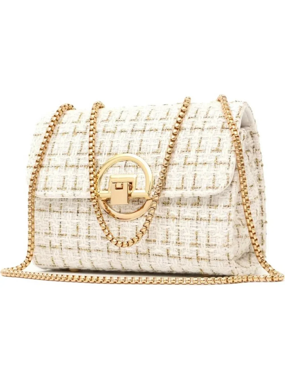 Chic Tweed Small Shoulder Bag | Fashionable Quilted Crossbody & Evening Clutch